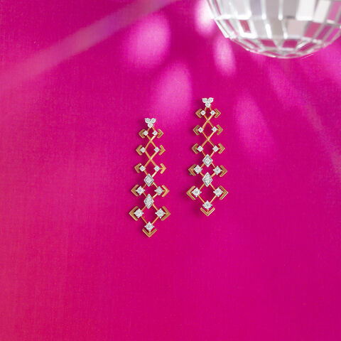 Disco Dream Gold & Diamond Drop Earrings