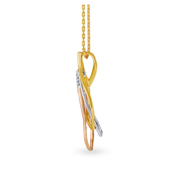 14KT Yellow White And Rose Gold Pendant With Diamond,,hi-res view 2