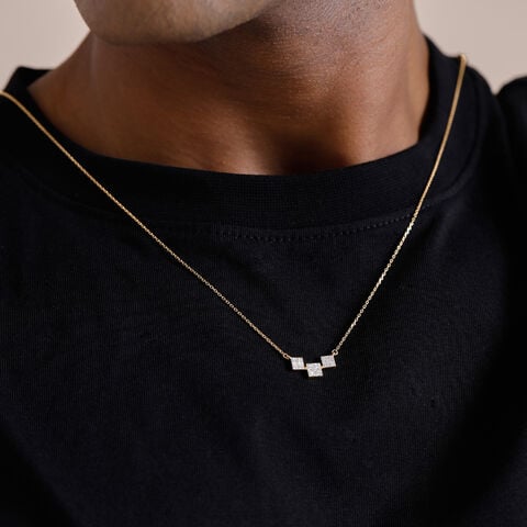 Minimal Geometric Diamond Necklace