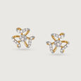 14KT Yellow Gold Diamond Stud Earrings,,hi-res view 2
