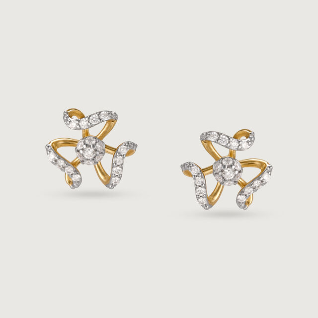 14KT Yellow Gold Diamond Stud Earrings,,hi-res image number null