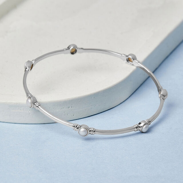 Elegant Pearl Silver Bangle,,hi-res image number null