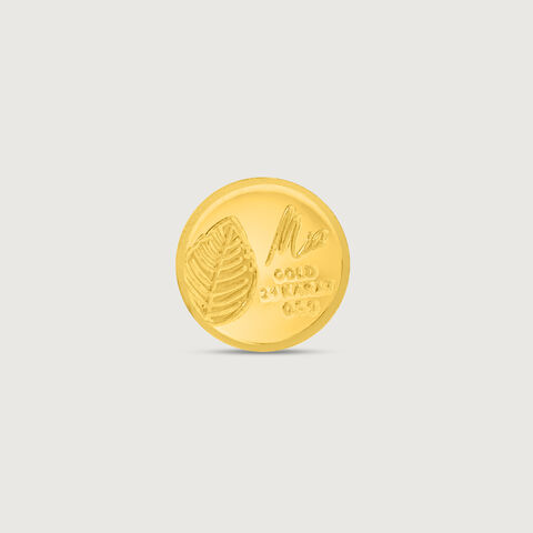 0.5 gm 24 Karat Tulsi Leaf Gold Coin (9999 Purity)