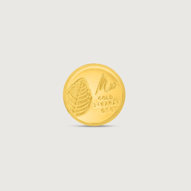0.5 gm 24 Karat Tulsi Leaf Gold Coin (9999 Purity),,hi-res image number null