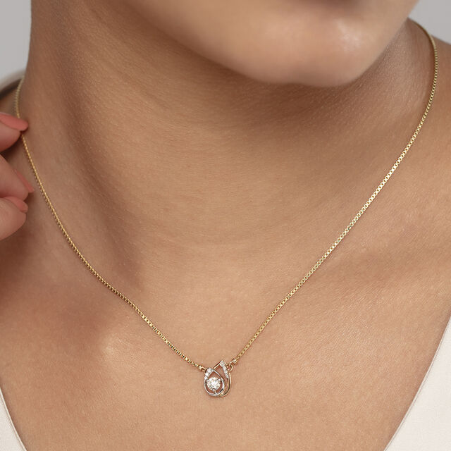 Starlit Heart 14 kt Gold & Diamond Necklace,,hi-res image number null