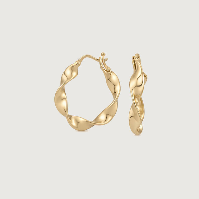 Sculpted Twist Gold Hoop Earrings,,hi-res image number null