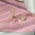 Sleek Luxe Gold & Diamond Hoop Earrings,,hi-res view 1