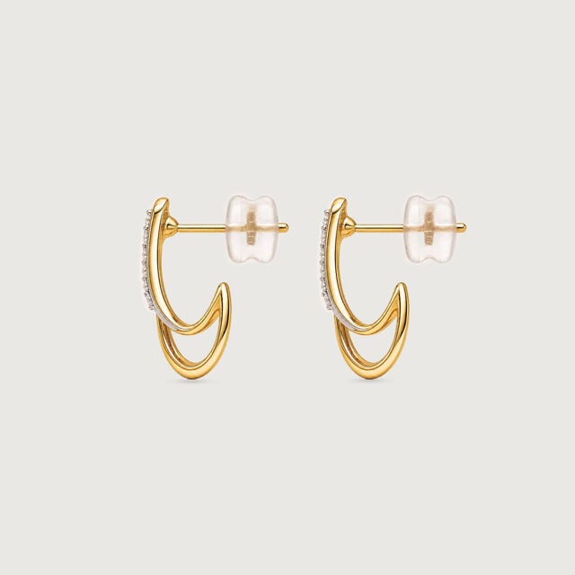 Sculpted Curve Diamond Hoop Earrings,,hi-res image number null