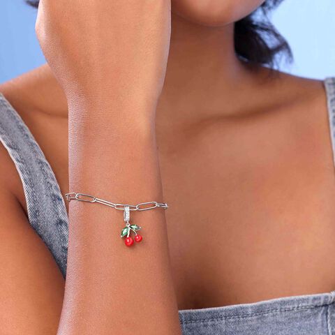 Red Cherry Silver Pendant