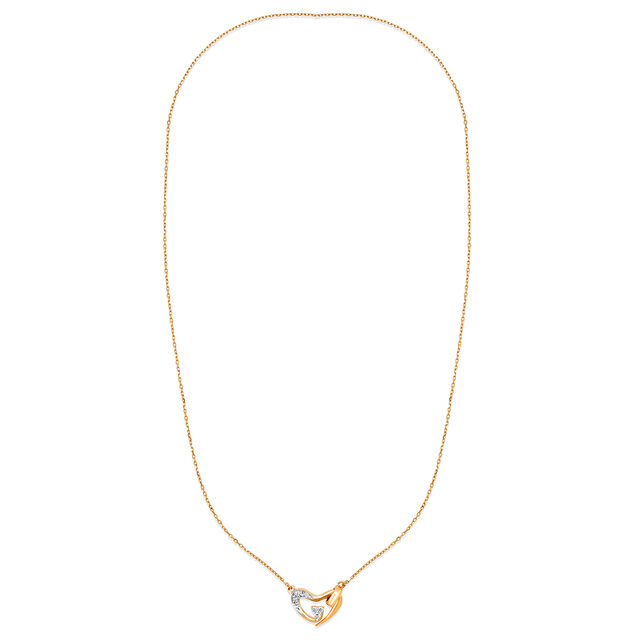 14KT Yellow Gold Sparkling Heart Slider Diamond Pendant with Chain,,hi-res image number null