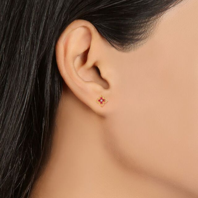 Elegant Diamond with Coloured Stones Stud Earrings,,hi-res view 3