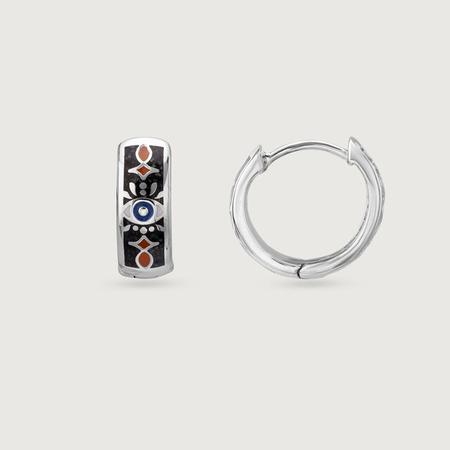 Cosmic Drip Silver Hoop Earrings,,hi-res image number null
