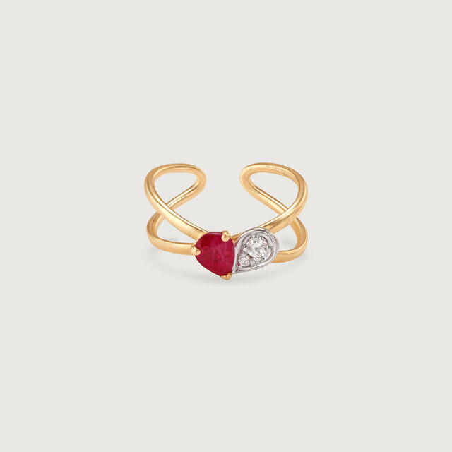 Ruby Love Diamond & Gold Ear Cuff,,hi-res image number null