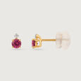 Pink Garnet Passion 14KT Gold & Diamond Stud Earrings,,hi-res view 4