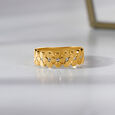 Textured Floral Gold Finger Ring,,hi-res view 1