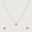 Cheeky Heart Silver Earrings and Necklace Set,,hi-res view 3