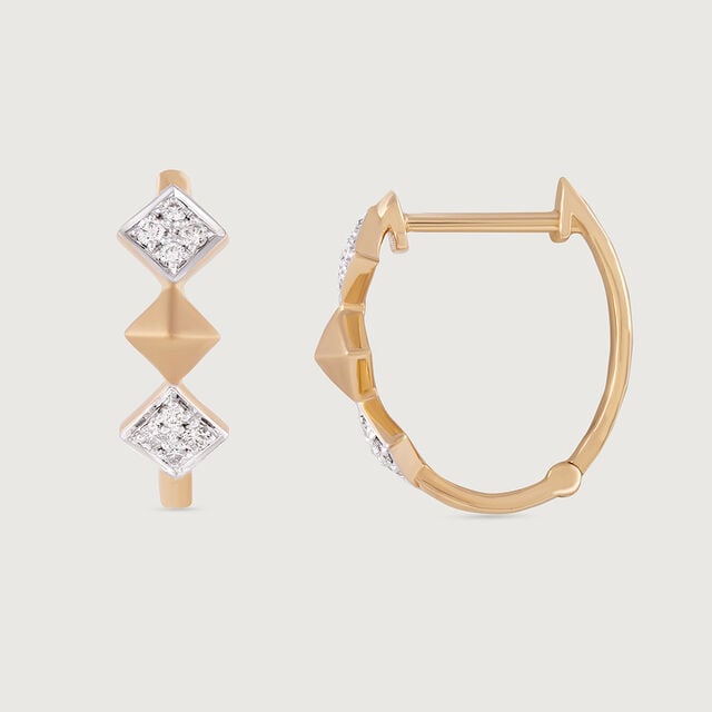 Geo Sparkle Gold & Diamond Hoop Earrings,,hi-res image number null