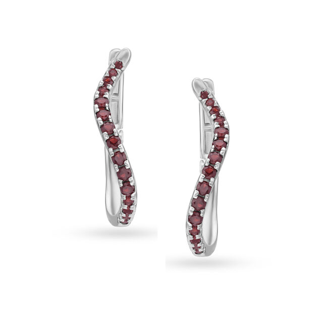 925 Silver Dainty Stud Earrings with Garnets,,hi-res image number null