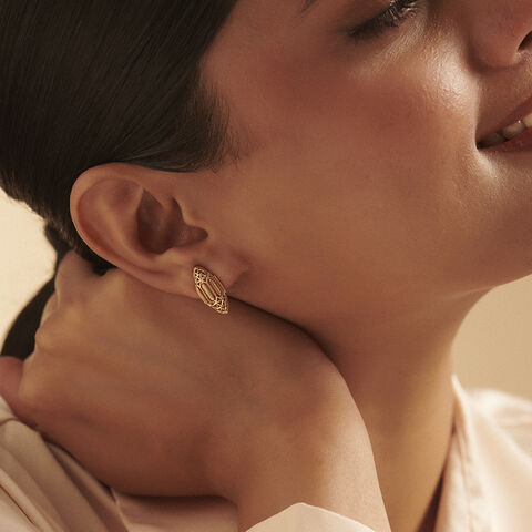 Intricate Architectural Gold Stud Earrings