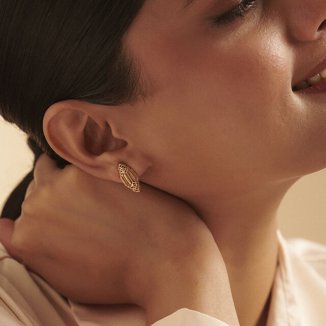 Intricate Architectural Gold Stud Earrings,,hi-res image number null
