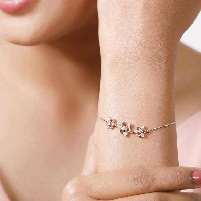 Buy 14Kt Rose Gold Dainty Diamond Bracelet Online Mia by Tanishq