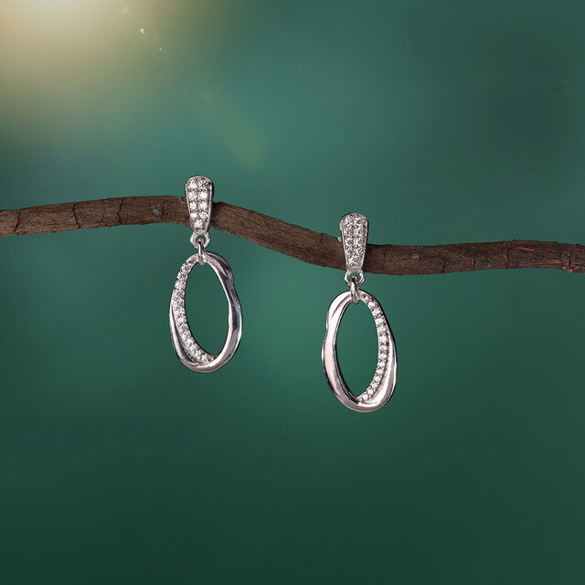 Bold Shine Silver Drop Earrings,,hi-res image number null