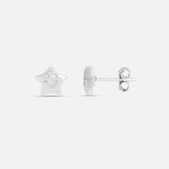 Happy Star Silver Stud Earrings,,hi-res image number null