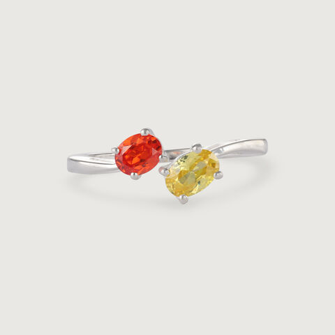 Citrine Sunshine & Garnet Glow Silver Ring
