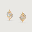 Draped Elegance 14 Kt Gold & Diamond Stud Earrings,,hi-res view 3