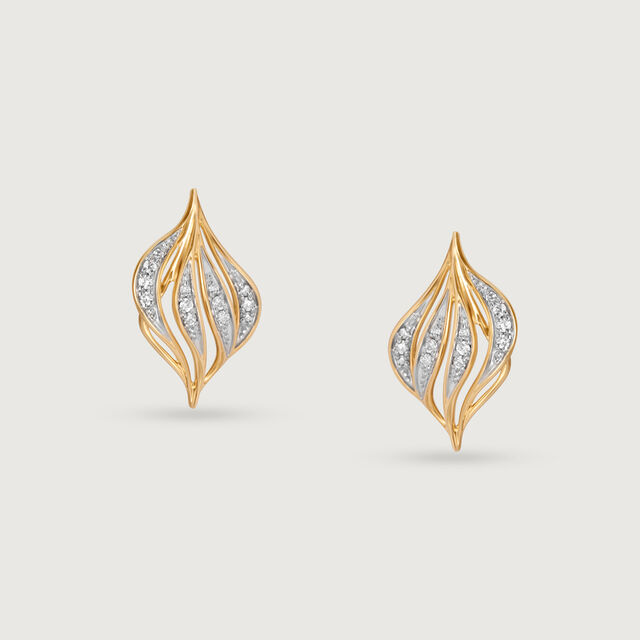Draped Elegance 14 Kt Gold & Diamond Stud Earrings,,hi-res image number null