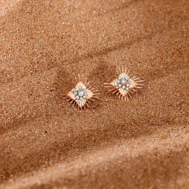 Radiant Bloom Diamond Stud Earrings,,hi-res image number null