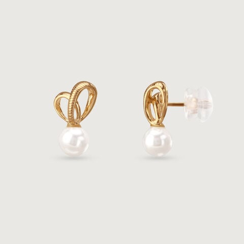 Ribbon Kiss Crystal White Earrings