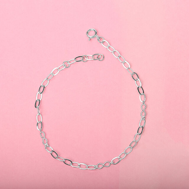 Sleek Chain Silver Anklet,,hi-res image number null