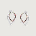 Mother of Pearl Swirl Silver Hoop Earrings,,hi-res view 3
