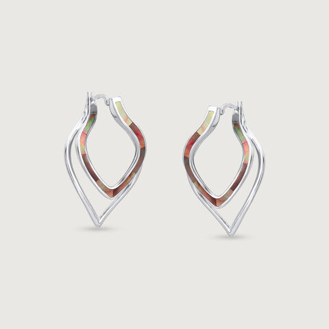 Mother of Pearl Swirl Silver Hoop Earrings