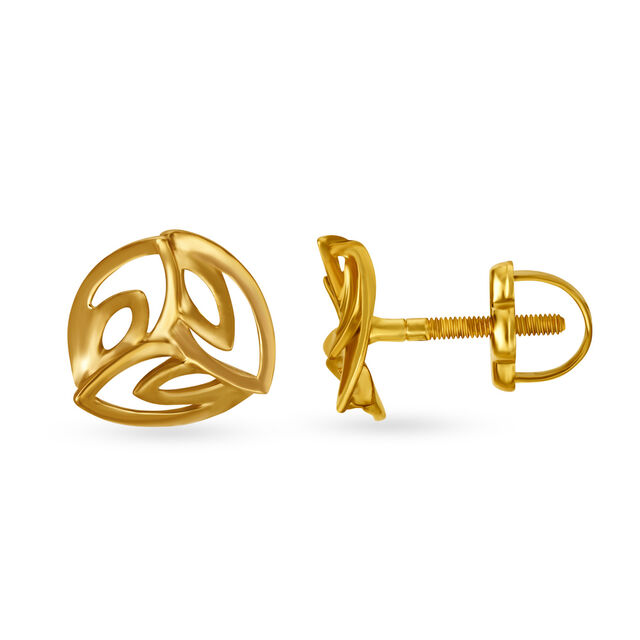 Mia by Tanishq 14KT Yellow Gold Stud Earrings with Floral Design,,hi-res view 2