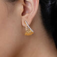 Chic Mesh Gold & Diamond Hoop Earrings,,hi-res view 1