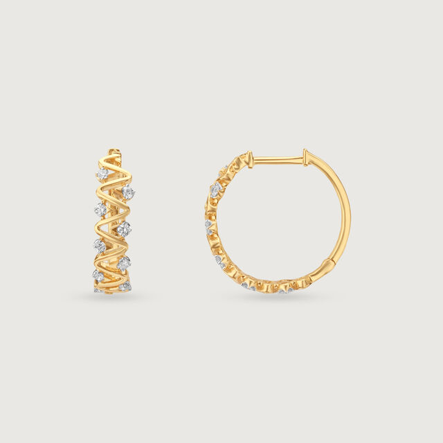 Zigzag Radiance Diamond Hoop Earrings,,hi-res image number null