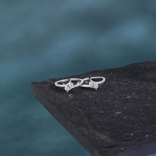 Whirl Glow Silver Toe Rings,,hi-res image number null