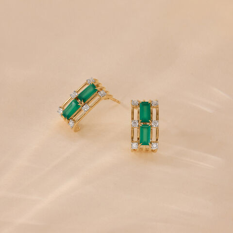 Sleek Cascading Green Onyx Hoop Earrings