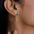 Harmonious Cascading Onyx Topaz and Garnet Drop Earrings,,hi-res view 2