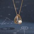 Pretty Cosmic Reverie 14KT Diamond and Pearl Pendant,,hi-res view 1