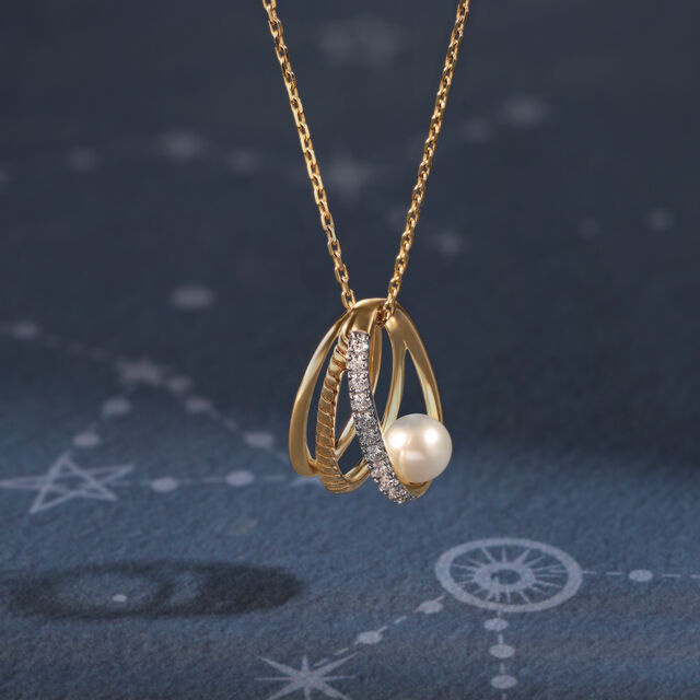 Pretty Cosmic Reverie 14KT Diamond and Pearl Pendant,,hi-res image number null