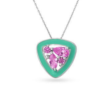 925 Silver Vibrant Triangle Enamel Pendant