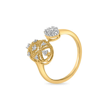 14 KT Yellow Gold Round Diamond Finger Ring