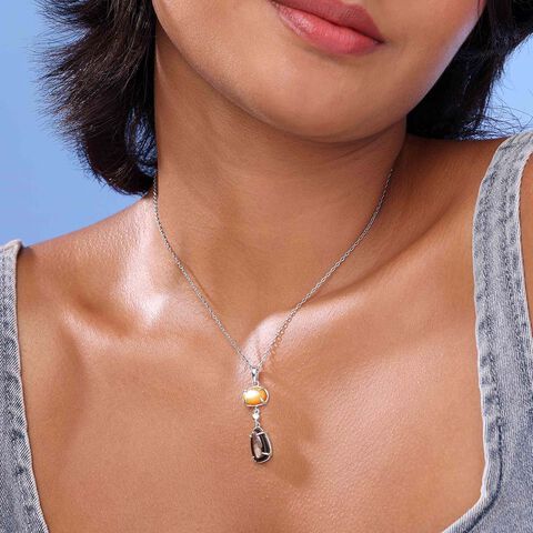 Earthy Glow Silver Pendant