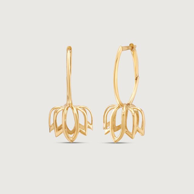 Lit Lotus Gold Hoop Earrings,,hi-res image number null