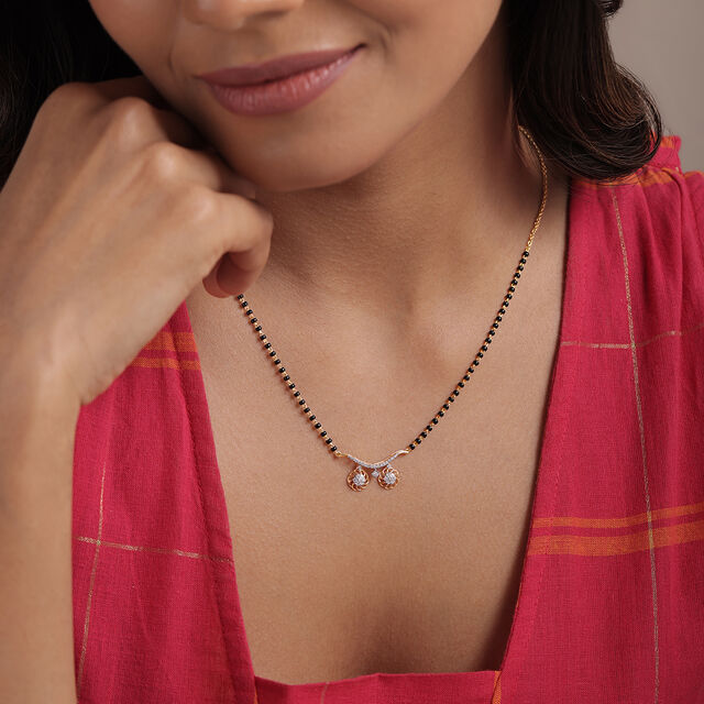 Floral Symphony 18 KT Gold and Diamond Vati Mangalsutra,,hi-res image number null