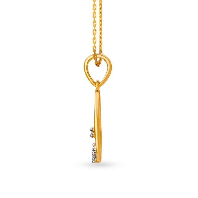 Elegant Yellow Gold and Diamond Teardrop Pendant,,hi-res view 2