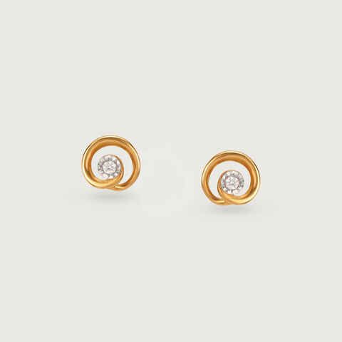 Twirl Radiance 14 Kt Gold and Diamond Stud Earrings